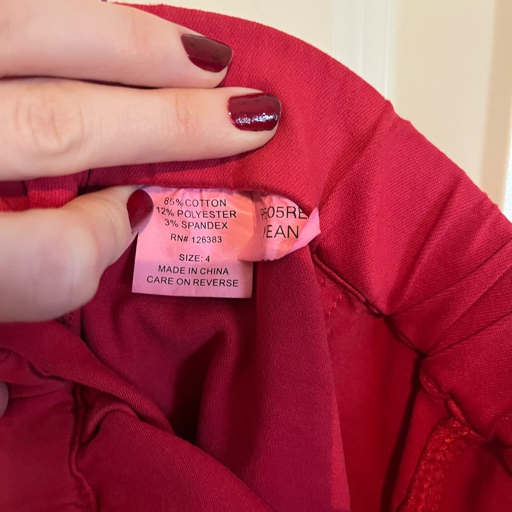 Perfect Spring Pull-On Red Drawstring Ankle Pants - Picture 3 of 4